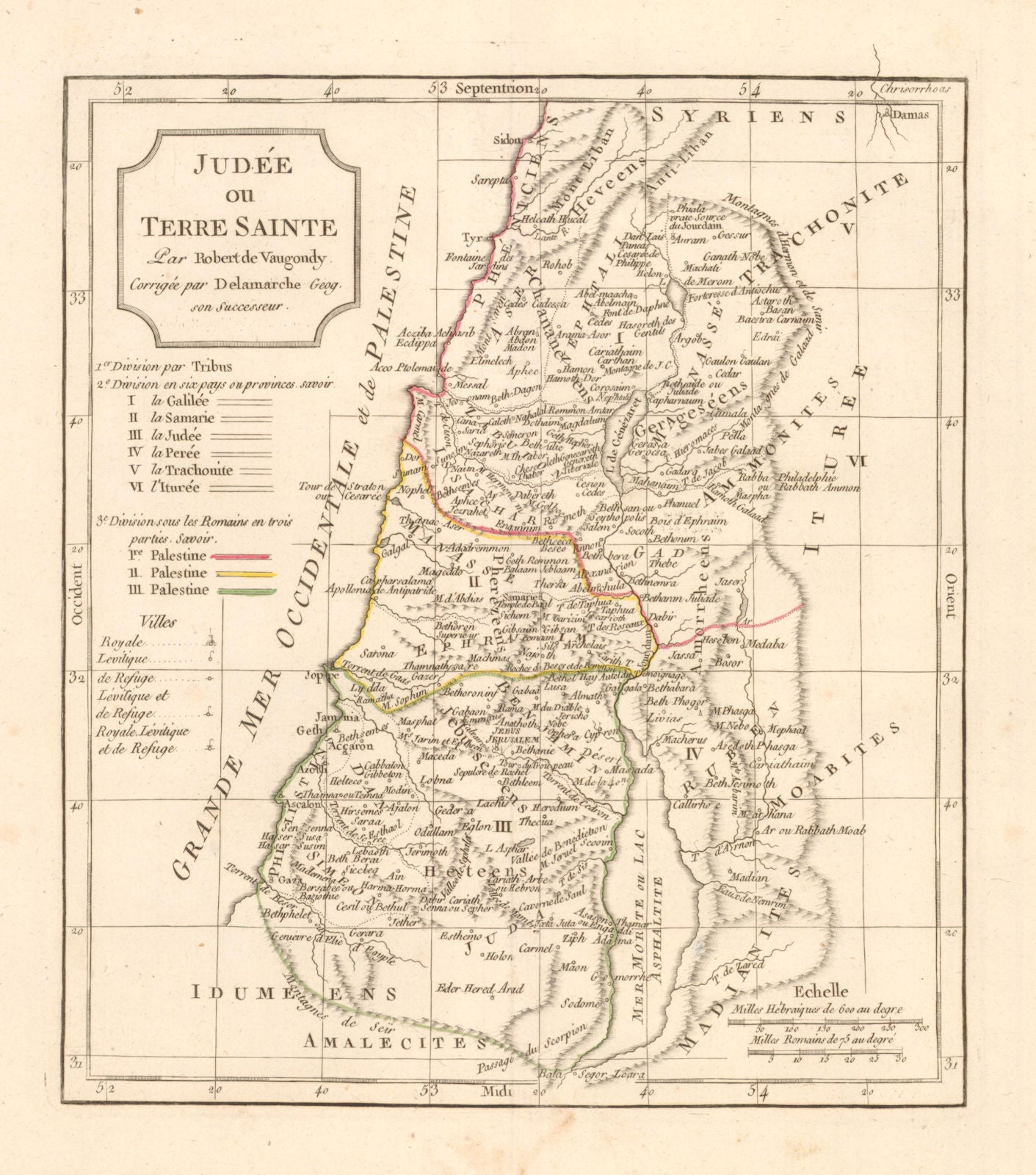 'Judée ou Terre Sainte' by Delamarche/Vaugondy. Israel Palestine c1806 old map